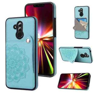 For Huawei Mate 20 Lite Embossed Pattern PU + TPU Protective Case with Holder & Wallet & Card Slots(Green)