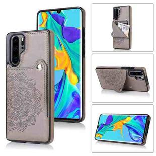 For Huawei P30 Pro Embossed Pattern PU + TPU Protective Case with Holder & Wallet & Card Slots(Grey)