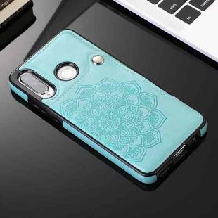 For Huawei P30 Lite Embossed Pattern PU + TPU Protective Case with Holder & Wallet & Card Slots(Green)