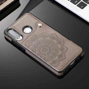 For Huawei P30 Lite Embossed Pattern PU + TPU Protective Case with Holder & Wallet & Card Slots(Grey)