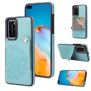 For Huawei P40 Embossed Pattern PU + TPU Protective Case with Holder & Wallet & Card Slots(Green)