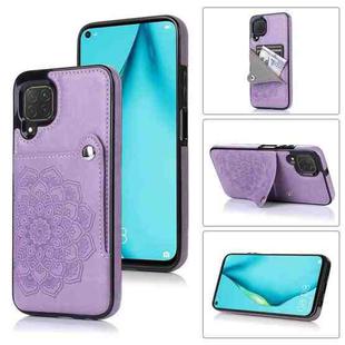 For Huawei P40 Lite Embossed Pattern PU + TPU Protective Case with Holder & Wallet & Card Slots(Purple)