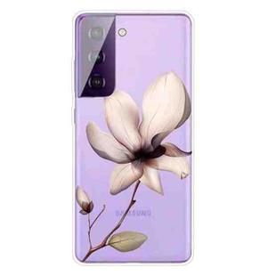 For Samsung Galaxy S21 5G Colored Drawing Pattern Highly Transparent TPU Protective Case(A Lotus)