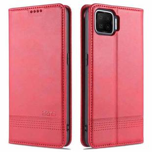 For Oppo F17 AZNS Magnetic Calf Texture Horizontal Flip Leather Case with Card Slots & Holder & Wallet(Red)