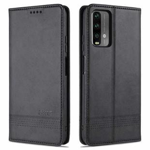 For Xiaomi Redmi Note 9 AZNS Magnetic Calf Texture Horizontal Flip Leather Case with Card Slots & Holder & Wallet(Black)