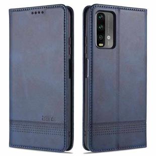 For Xiaomi Redmi Note 9 AZNS Magnetic Calf Texture Horizontal Flip Leather Case with Card Slots & Holder & Wallet(Dark Blue)