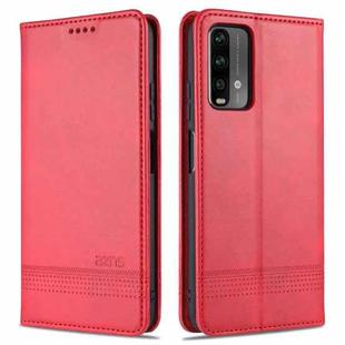 For Xiaomi Poco M3 AZNS Magnetic Calf Texture Horizontal Flip Leather Case with Card Slots & Holder & Wallet(Red)