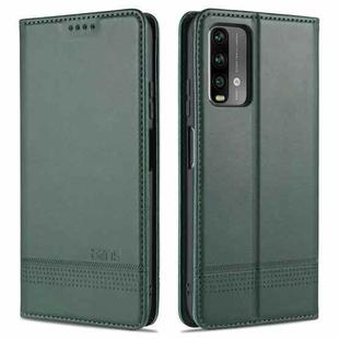 For Xiaomi Poco M3 AZNS Magnetic Calf Texture Horizontal Flip Leather Case with Card Slots & Holder & Wallet(Dark Green)