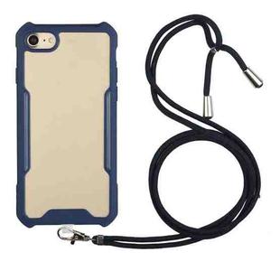 Acrylic + Color TPU Shockproof Case with Neck Lanyard For iPhone 6(Dark Blue)