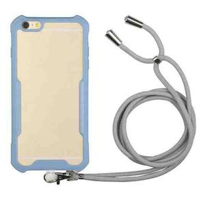 Acrylic + Color TPU Shockproof Case with Neck Lanyard For iPhone 6 Plus(Milk Grey)