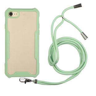 For iPhone SE 2022 / SE 2020 / 8 / 7 Acrylic + Color TPU Shockproof Case with Neck Lanyard(Avocado Green)