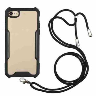 For iPhone SE 2022 / SE 2020 / 8 / 7 Acrylic + Color TPU Shockproof Case with Neck Lanyard(Black)