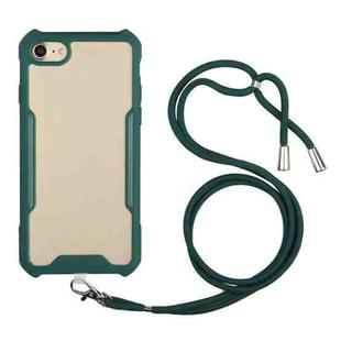 For iPhone SE 2022 / SE 2020 / 8 / 7 Acrylic + Color TPU Shockproof Case with Neck Lanyard(Dark Green)