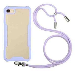 Acrylic + Color TPU Shockproof Case with Neck Lanyard For iPhone 8 Plus / 7 Plus(Purple)