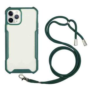 For iPhone 11 Pro Acrylic + Color TPU Shockproof Case with Neck Lanyard (Dark Green)