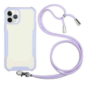 For iPhone 11 Pro Max Acrylic + Color TPU Shockproof Case with Neck Lanyard (Purple)