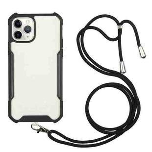 For iPhone 11 Pro Max Acrylic + Color TPU Shockproof Case with Neck Lanyard (Black)
