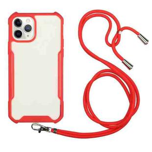 For iPhone 12 Pro Acrylic + Color TPU Shockproof Case with Neck Lanyard(Red)