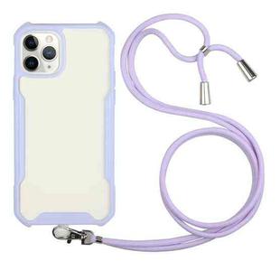 Acrylic + Color TPU Shockproof Case with Neck Lanyard For iPhone 12 Pro(Purple)