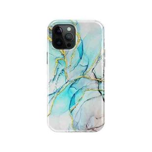 IMD 2 in 1 Upper Lower Cover Double-sided Film Glitter Marble Protective Case For iPhone 11(Blue)