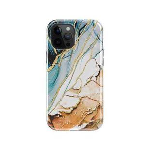 IMD 2 in 1 Upper Lower Cover Double-sided Film Glitter Marble Protective Case For iPhone 12 Pro Max(Khaki)