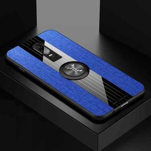 For OnePlus 6 XINLI Stitching Cloth Texture Shockproof TPU Protective Case with Ring Holder(Blue)