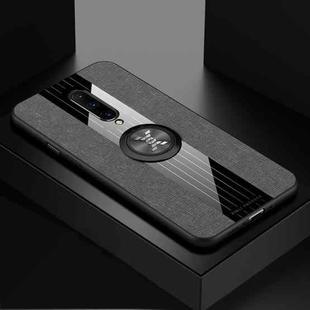 For OnePlus 7 Pro XINLI Stitching Cloth Texture Shockproof TPU Protective Case with Ring Holder(Grey)