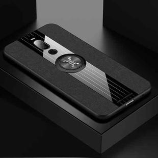 For Meizu Note 8 XINLI Stitching Cloth Texture Shockproof TPU Protective Case with Ring Holder(Black)