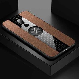 For Meizu Note 8 XINLI Stitching Cloth Texture Shockproof TPU Protective Case with Ring Holder(Brown)