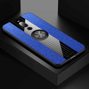 For Meizu Note 8 XINLI Stitching Cloth Texture Shockproof TPU Protective Case with Ring Holder(Blue)