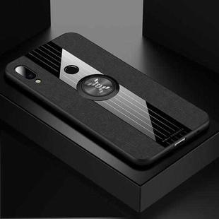 For Meizu Note 9 XINLI Stitching Cloth Texture Shockproof TPU Protective Case with Ring Holder(Black)