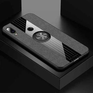 For Meizu Note 9 XINLI Stitching Cloth Texture Shockproof TPU Protective Case with Ring Holder(Grey)