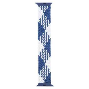 Plastic Buckle Mixed Color Nylon Braided Single Loop Watch Band For Apple Watch Ultra 49mm / Series 8&7 45mm / SE 2&6&SE&5&4 44mm / 3&2&1 42mm, Size:M(Checkered Blue White)