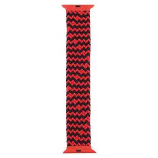 Plastic Buckle Mixed Color Nylon Braided Single Loop Watch Band For Apple Watch Ultra 49mm / Series 8&7 45mm / SE 2&6&SE&5&4 44mm / 3&2&1 42mm, Size:M(Ripple Black Red)