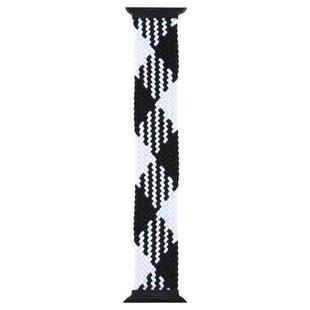 Plastic Buckle Mixed Color Nylon Braided Single Loop Watch Band For Apple Watch Ultra 49mm / Series 8&7 45mm / SE 2&6&SE&5&4 44mm / 3&2&1 42mm, Size:L(Checkered Black White)