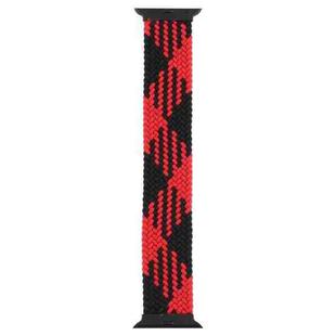 Plastic Buckle Mixed Color Nylon Braided Single Loop Watch Band For Apple Watch Ultra 49mm / Series 8&7 45mm / SE 2&6&SE&5&4 44mm / 3&2&1 42mm, Size:L(Checkered Red Black)