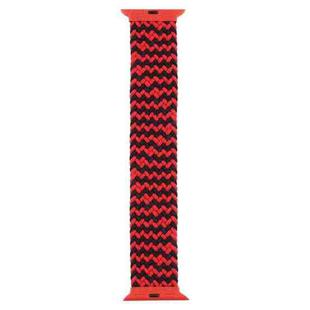 Plastic Buckle Mixed Color Nylon Braided Single Loop Watch Band For Apple Watch Ultra 49mm / Series 8&7 45mm / SE 2&6&SE&5&4 44mm / 3&2&1 42mm, Size:L(Ripple Black Red)
