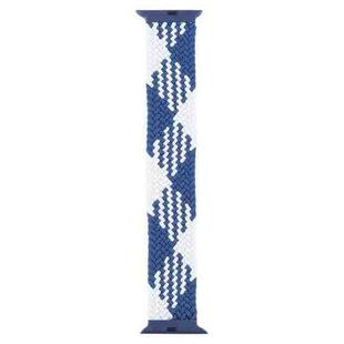 Plastic Buckle Mixed Color Nylon Braided Single Loop Watch Band For Apple Watch Ultra 49mm / Series 8&7 45mm / SE 2&6&SE&5&4 44mm / 3&2&1 42mm, Size:XL(Checkered Blue White)