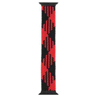 Plastic Buckle Mixed Color Nylon Braided Single Loop Watch Band For Apple Watch Ultra 49mm / Series 8&7 45mm / SE 2&6&SE&5&4 44mm / 3&2&1 42mm, Size:XL(Checkered Red Black)