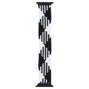 Plastic Buckle Mixed Color Nylon Braided Single Loop Watch Band For Apple Watch Ultra 49mm / Series 8&7 45mm / SE 2&6&SE&5&4 44mm / 3&2&1 42mm, Size:XXL(Checkered Black White)