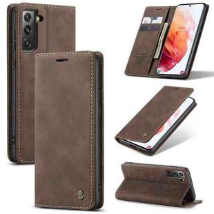 For Samsung Galaxy S21 5G CaseMe 013 Multifunctional Horizontal Flip Leather Case with Holder & Card Slot & Wallet(Coffee)