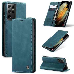 For Samsung Galaxy S21 Ultra 5G CaseMe 013 Multifunctional Horizontal Flip Leather Case with Holder & Card Slot & Wallet(Blue)