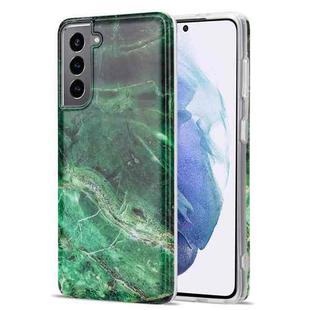 For Samsung Galaxy S21+ 5G TPU Glossy Marble Pattern IMD Protective Case(Emerald Green)