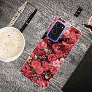 For OnePlus 9 Shockproof Painted Transparent TPU Protective Case(Many Red Roses)