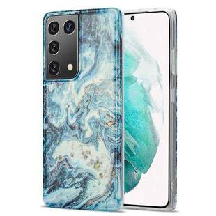 For Samsung Galaxy S21 Ultra 5G TPU Gilt Marble Pattern Protective Case(Blue)