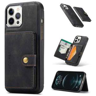 For iPhone 12 / 12 Pro JEEHOOD Retro Magnetic Detachable Protective Case with Wallet & Card Slot & Holder(Black)