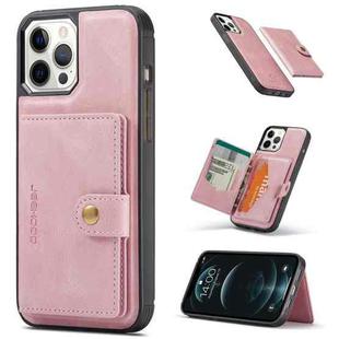 For iPhone 12 / 12 Pro JEEHOOD Retro Magnetic Detachable Protective Case with Wallet & Card Slot & Holder(Pink)