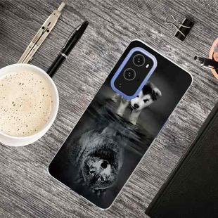 For OnePlus 9 Shockproof Painted Transparent TPU Protective Case(Reflected Wolf)