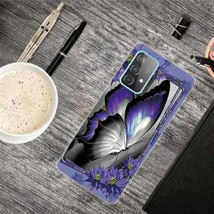 For Samsung Galaxy A52 5G / 4G Shockproof Painted Transparent TPU Protective Case(Great Purple Butterfly)