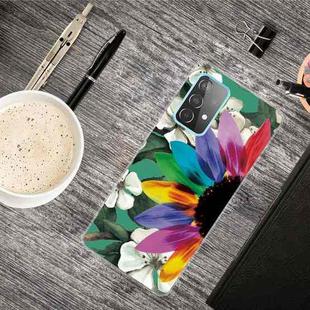 For Samsung Galaxy A52 5G / 4G Shockproof Painted Transparent TPU Protective Case(Sun Flower)